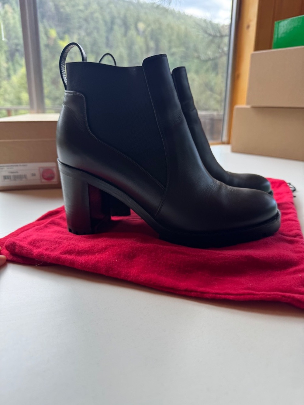 Christian Louboutin Marchacroche 70 Lugged Chelsea Boots – Black – Size 38 RARE